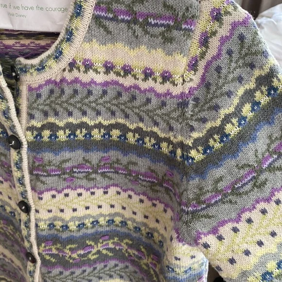 VINTAGE APPLESEEDS 100% cotton knit cardigan sweater. Size US petites small (SP) - Picture 9 of 10